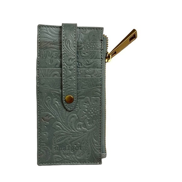 Margot Embossed Leather Card Holder Wallet